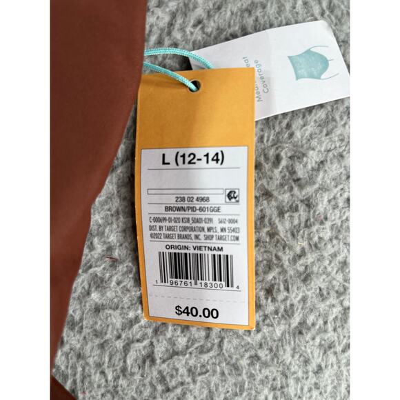 Kona Sol Swimsuit Womens Large Brown Padded Accent One Piece Medium Coverage NWT - Picture 3 of 10